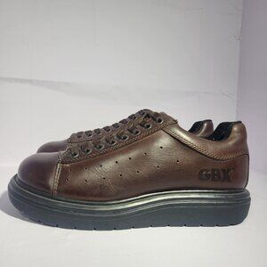 GBX 316301 Men's US Size 10M Brown Leather Lace Up Round Toe Sneaker Shoes